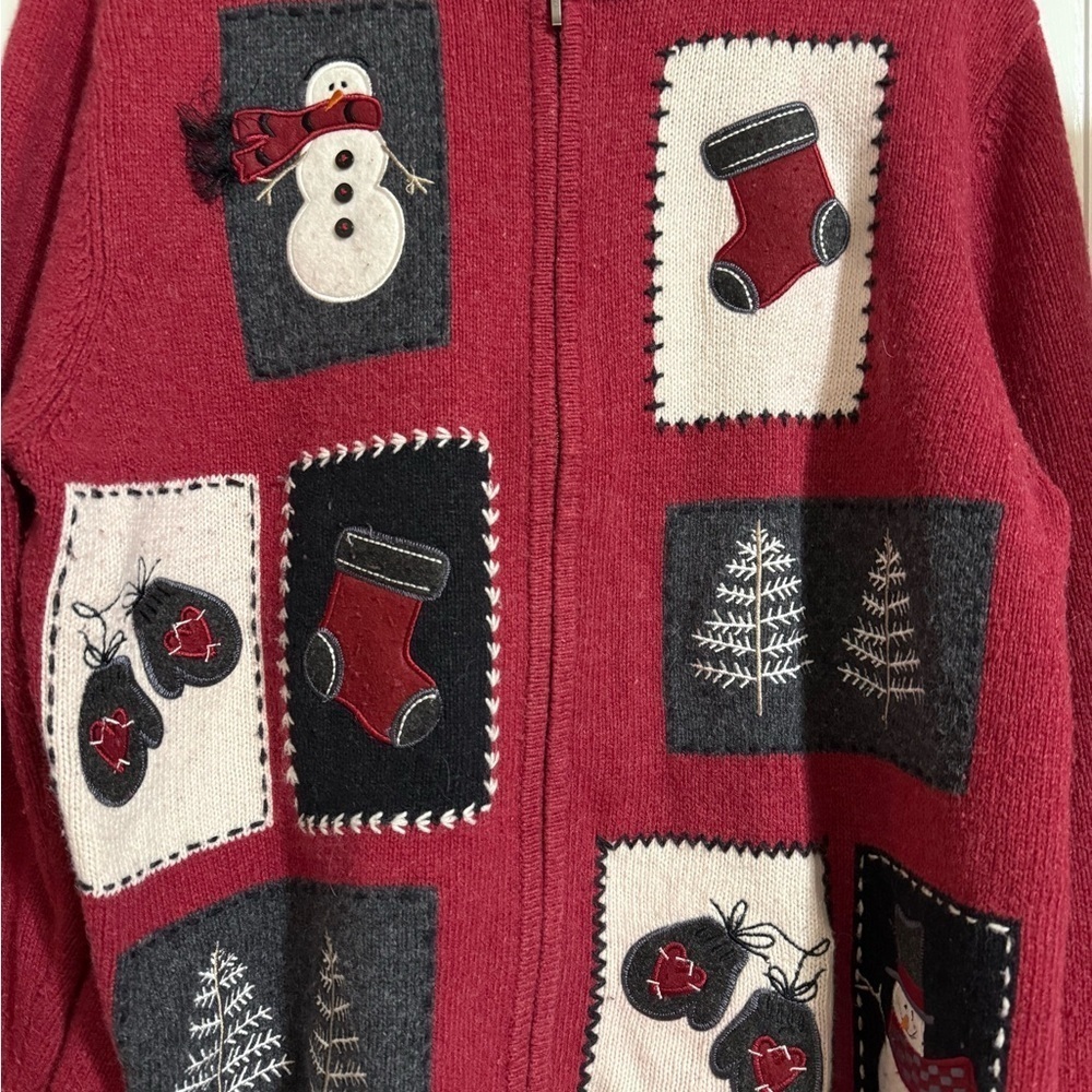 Croft & Barrow Wool Blend Holiday Cardigan - Size 1X - Picture 5 of 11
